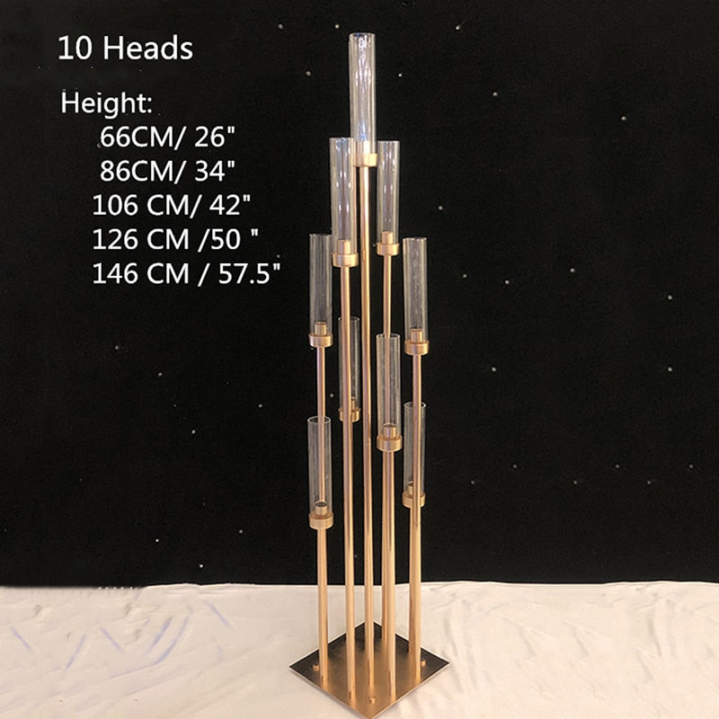 Set of 10 Gold Metal Candle Holders