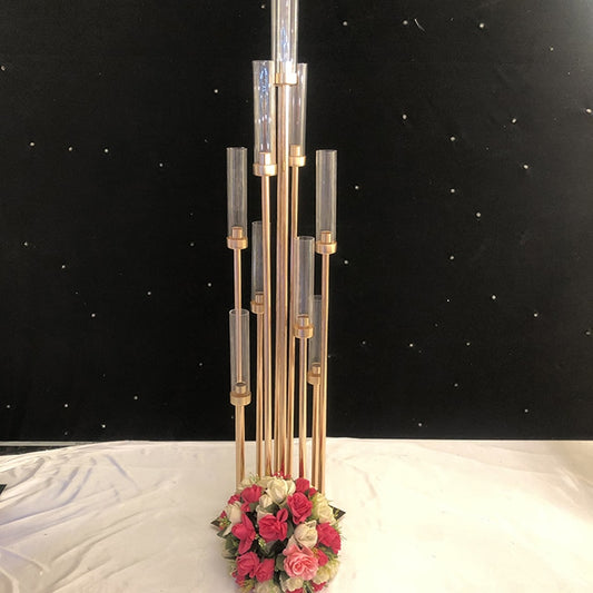 Set of 10 Gold Metal Candle Holders