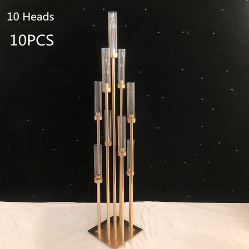 Set of 10 Gold Metal Candle Holders