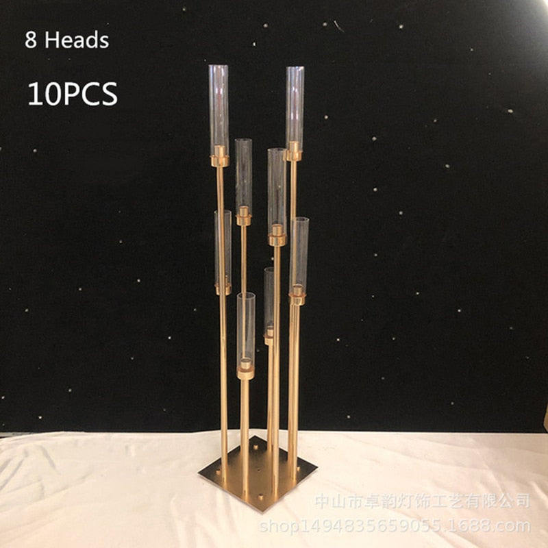Set of 10 Gold Metal Candle Holders