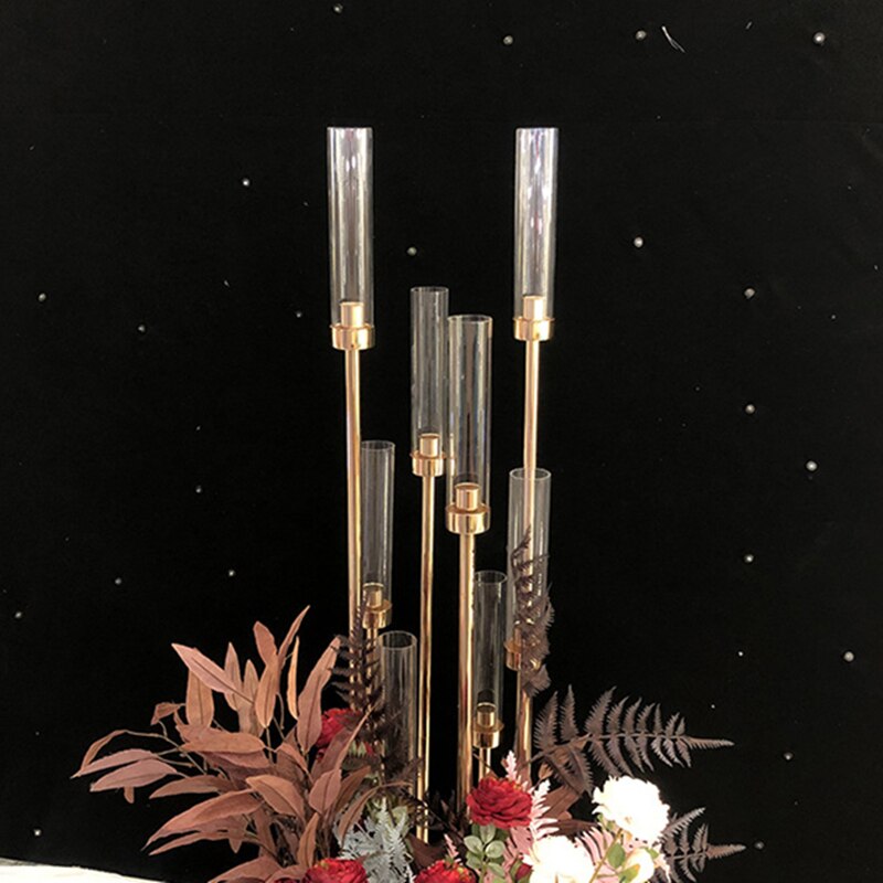 Set of 10 Gold Metal Candle Holders